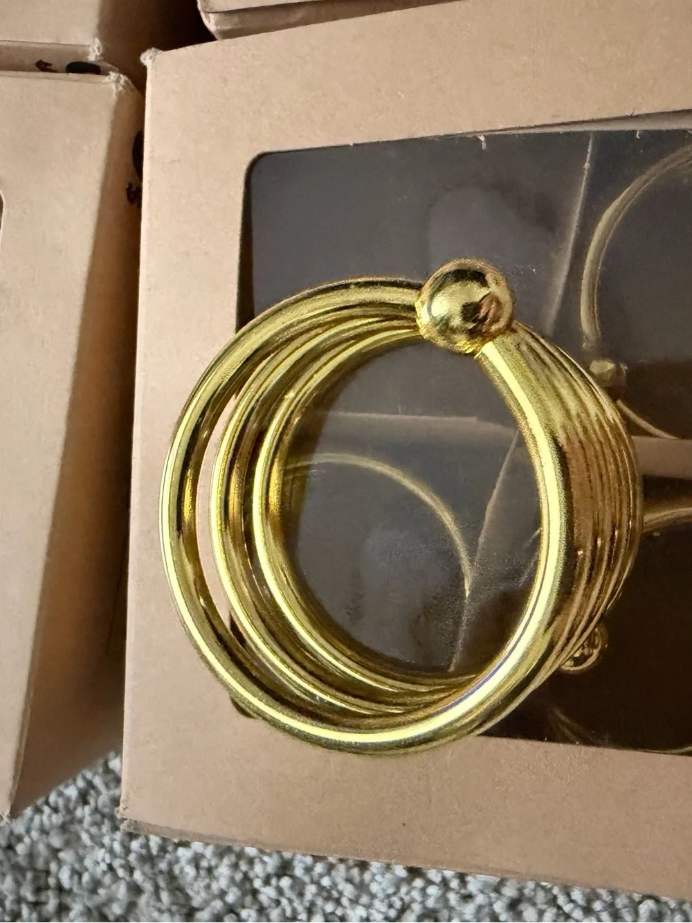 24 Gold Spiral Coil Cuff Napkin Rings - 6 boxes of 4. New in box.